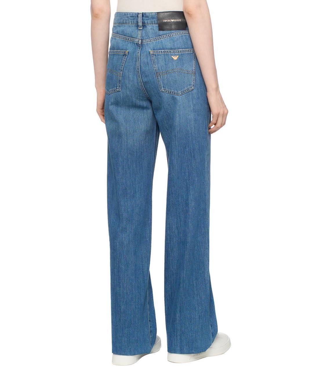EMPORIO ARMANI Синие хлопковые прямые джинсы, фото 4