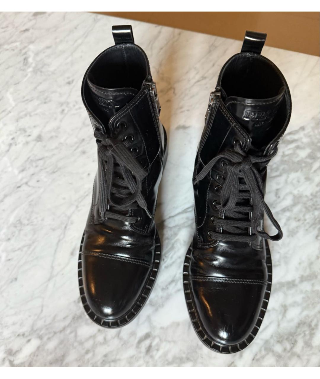 PRADA Черные кожаные ботинки, фото 3