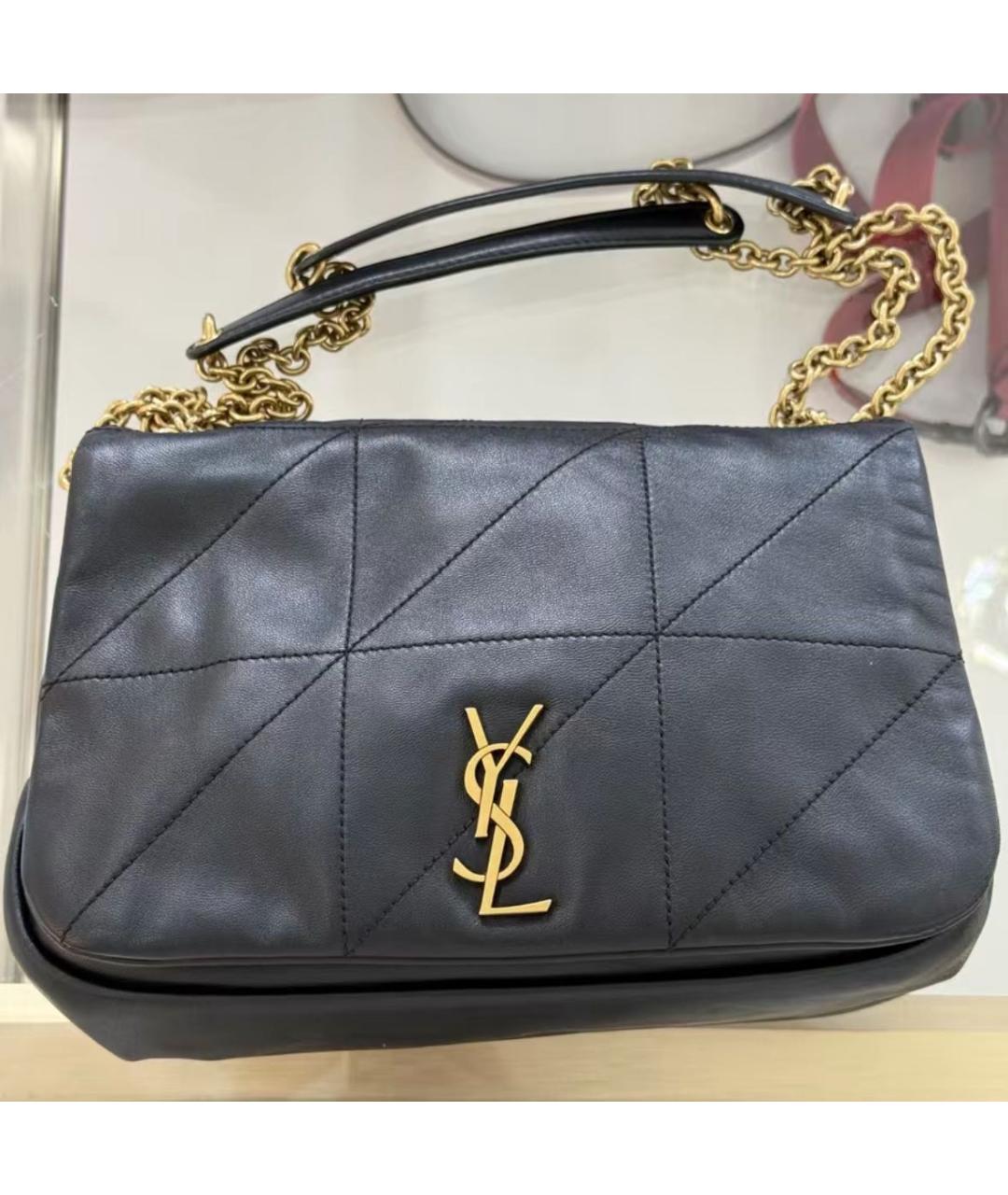 SAINT LAURENT Черная кожаная сумка через плечо, фото 2