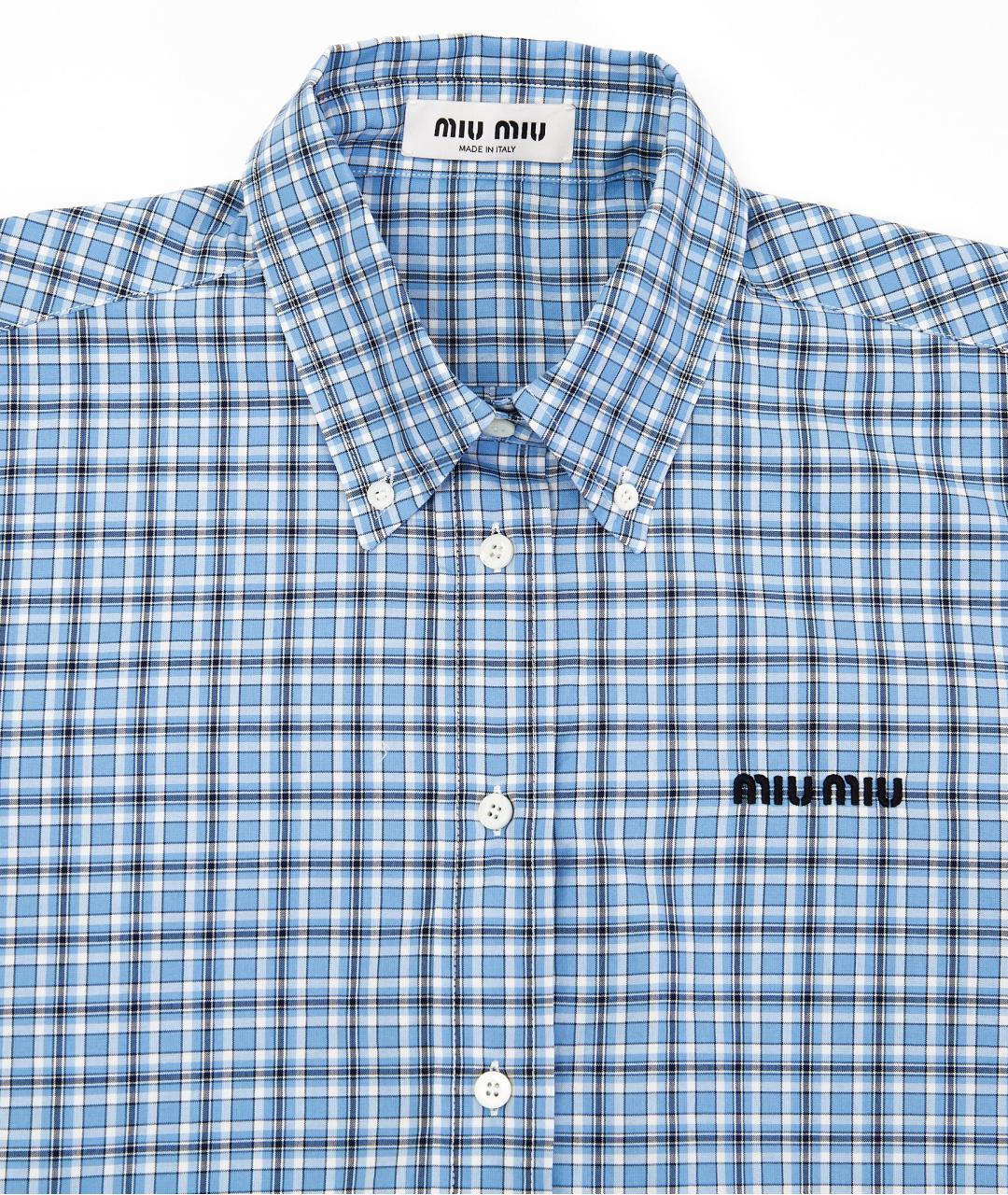 MIU MIU Голубая хлопковая рубашка, фото 3