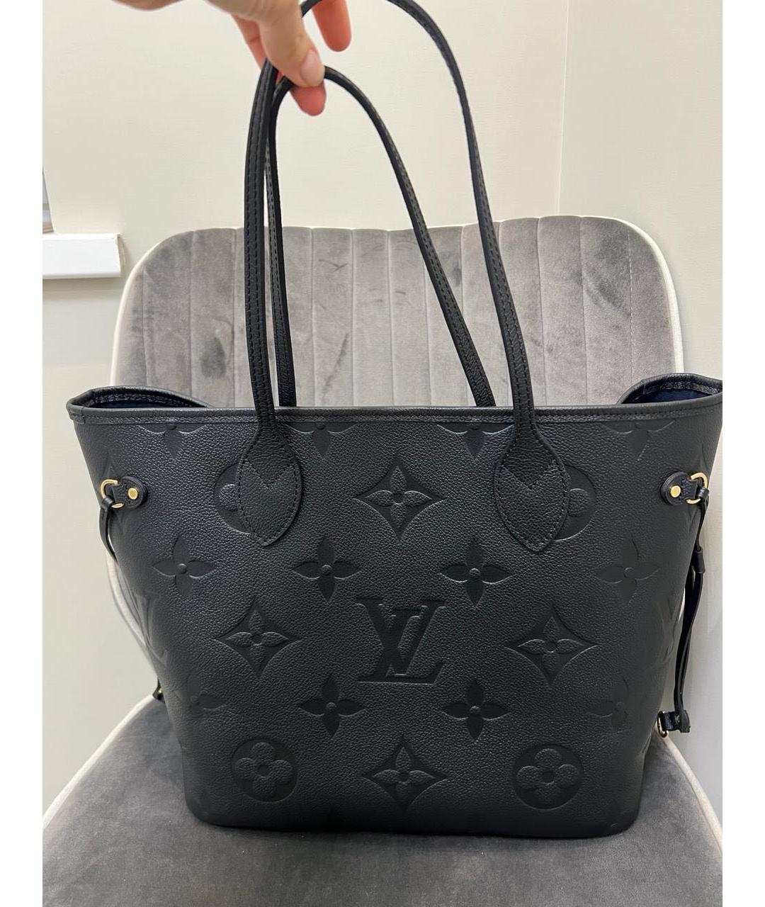 LOUIS VUITTON Черная кожаная сумка тоут, фото 4