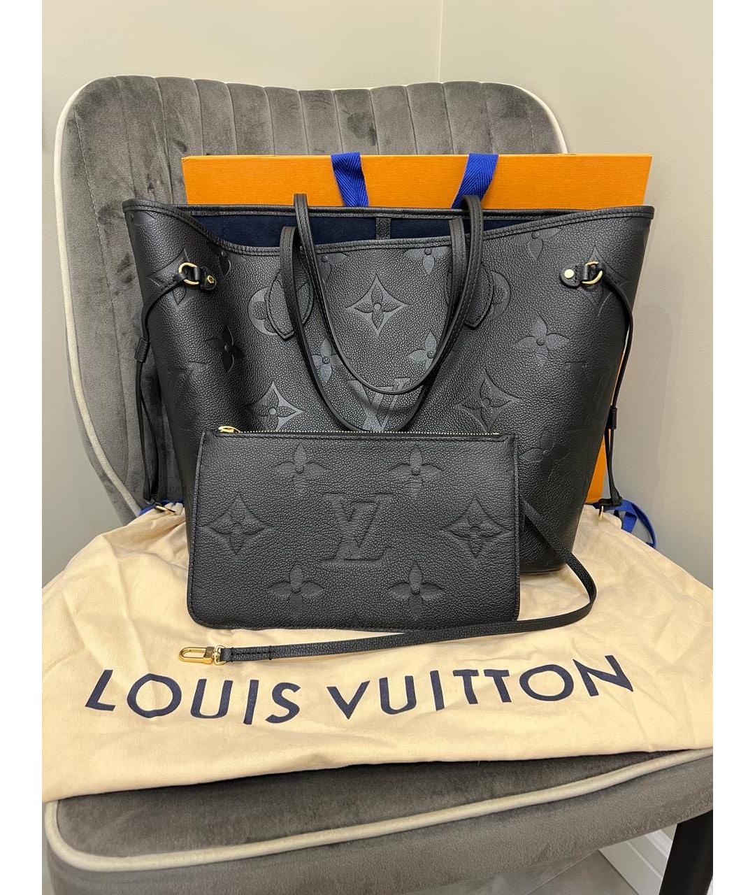 LOUIS VUITTON Черная кожаная сумка тоут, фото 5