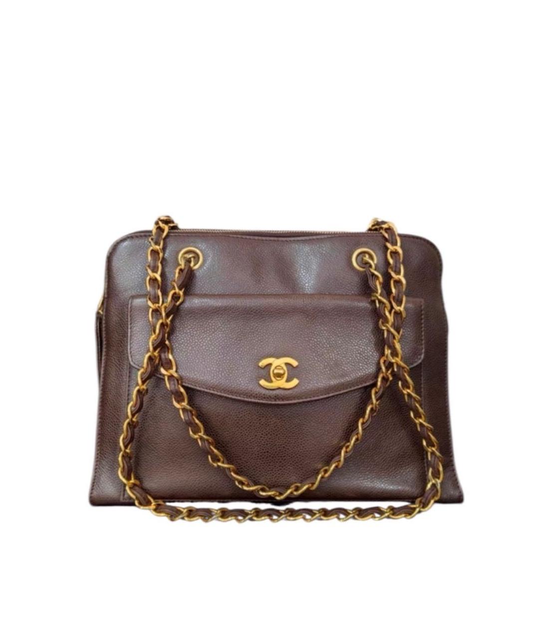 CHANEL Коричневая кожаная сумка через плечо, фото 1