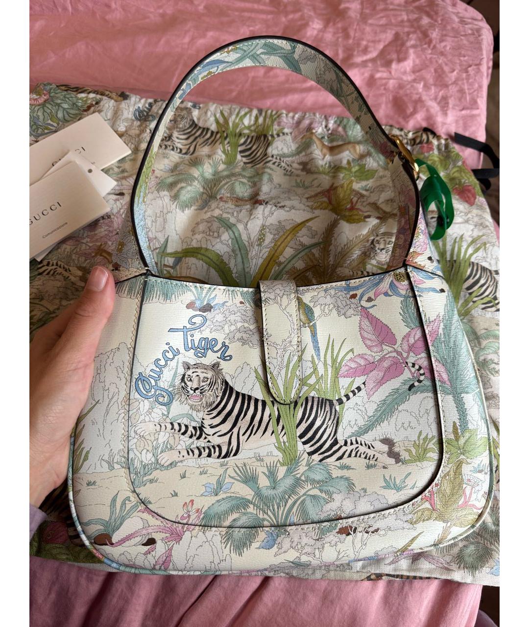 GUCCI Голубая сумка через плечо из лакированной кожи, фото 2