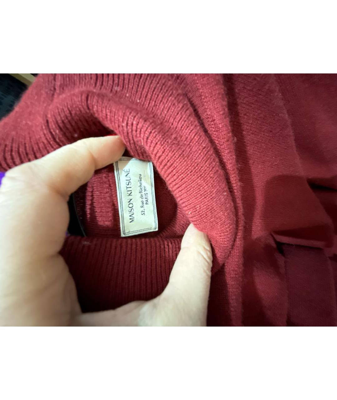 MAISON KITSUNE Бордовая кашемировая водолазка, фото 3