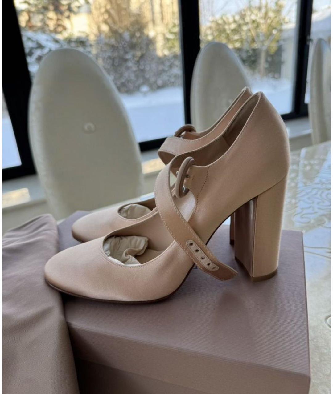 GIANVITO ROSSI Бежевые текстильные туфли, фото 5