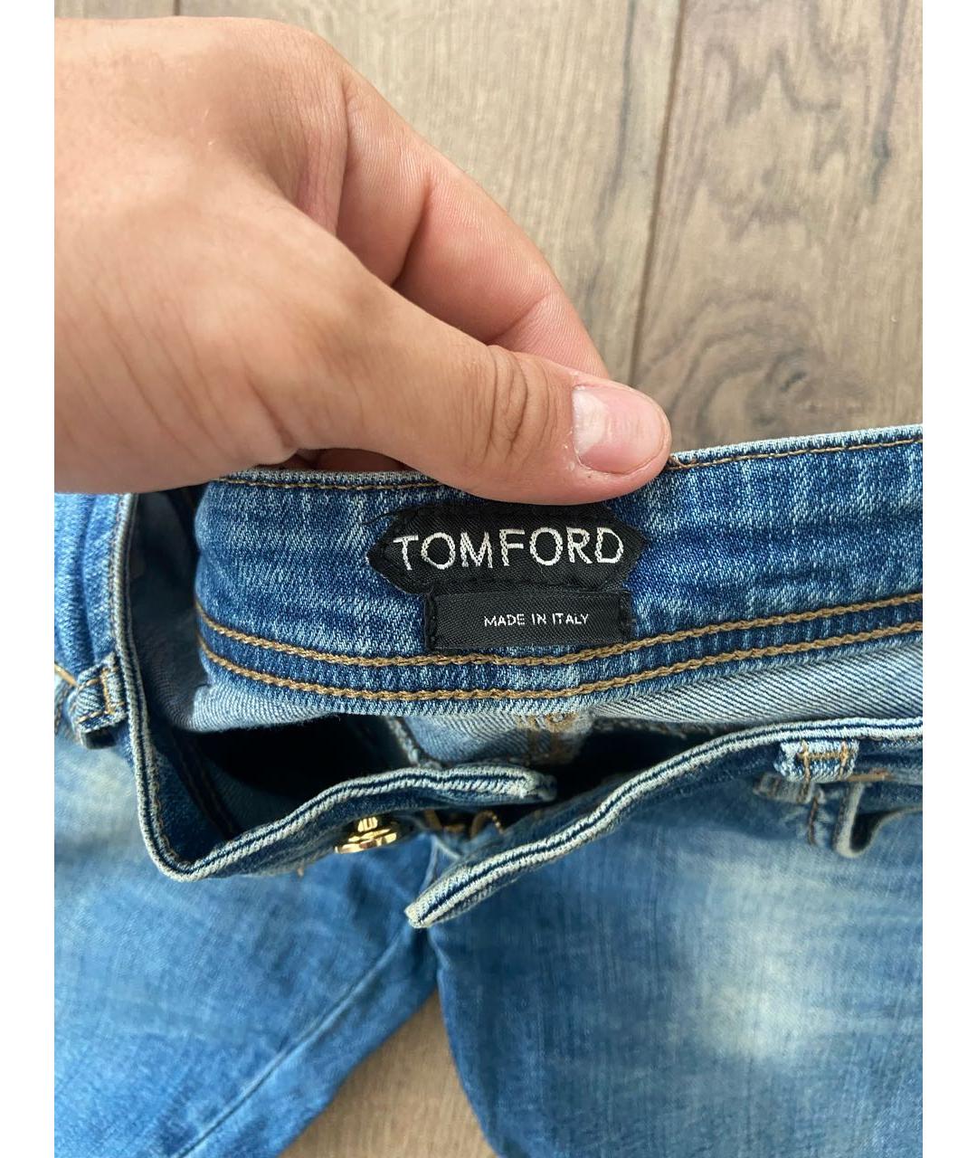 TOM FORD Синие хлопковые джинсы скинни, фото 3