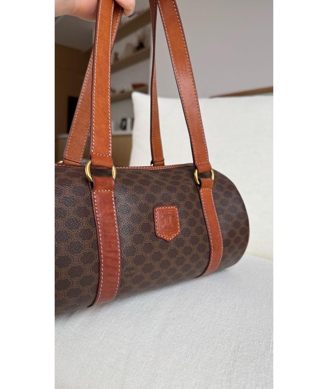 CELINE Коричневая кожаная сумка с короткими ручками, фото 2