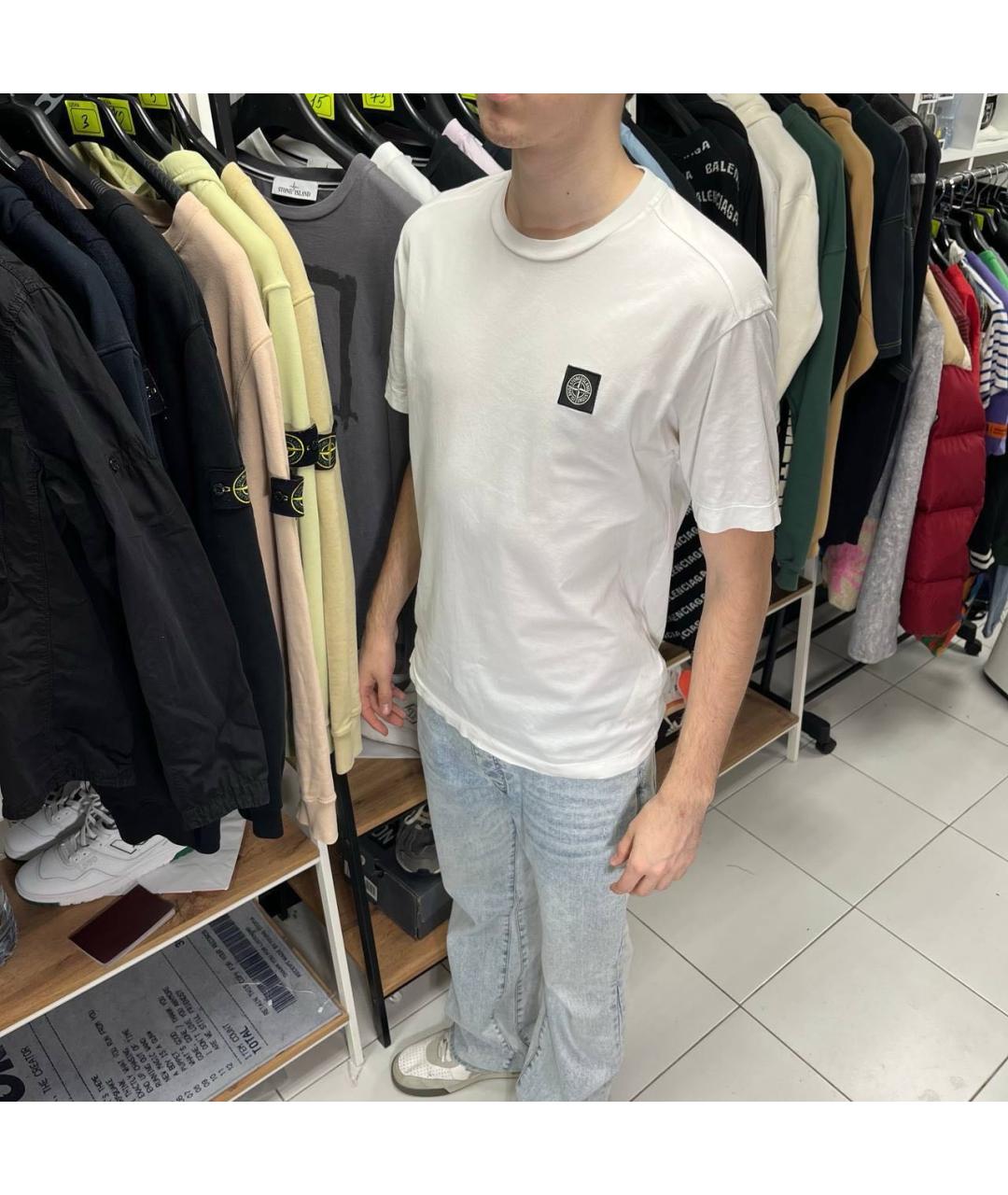 STONE ISLAND Белая хлопковая футболка, фото 3