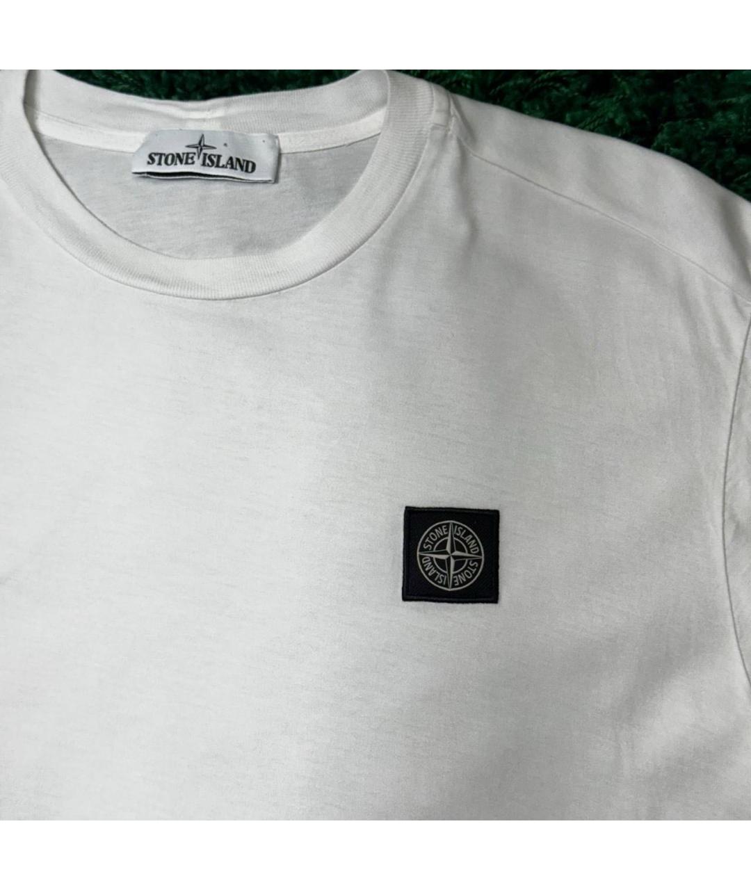 STONE ISLAND Белая хлопковая футболка, фото 2