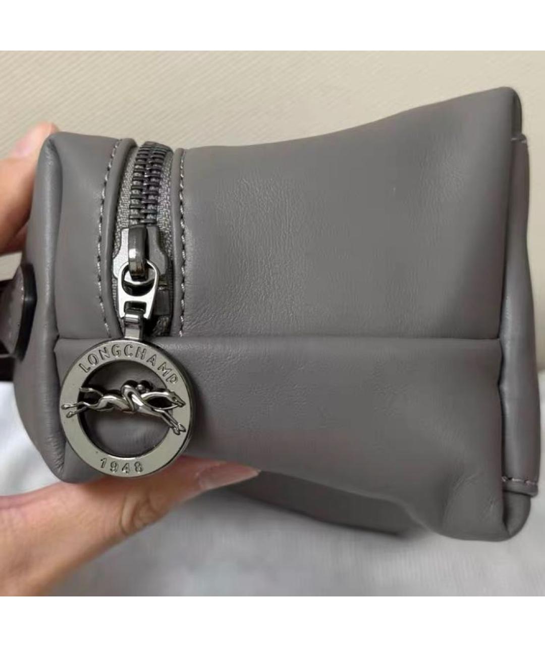 LONGCHAMP Антрацитовая кожаная сумка через плечо, фото 4