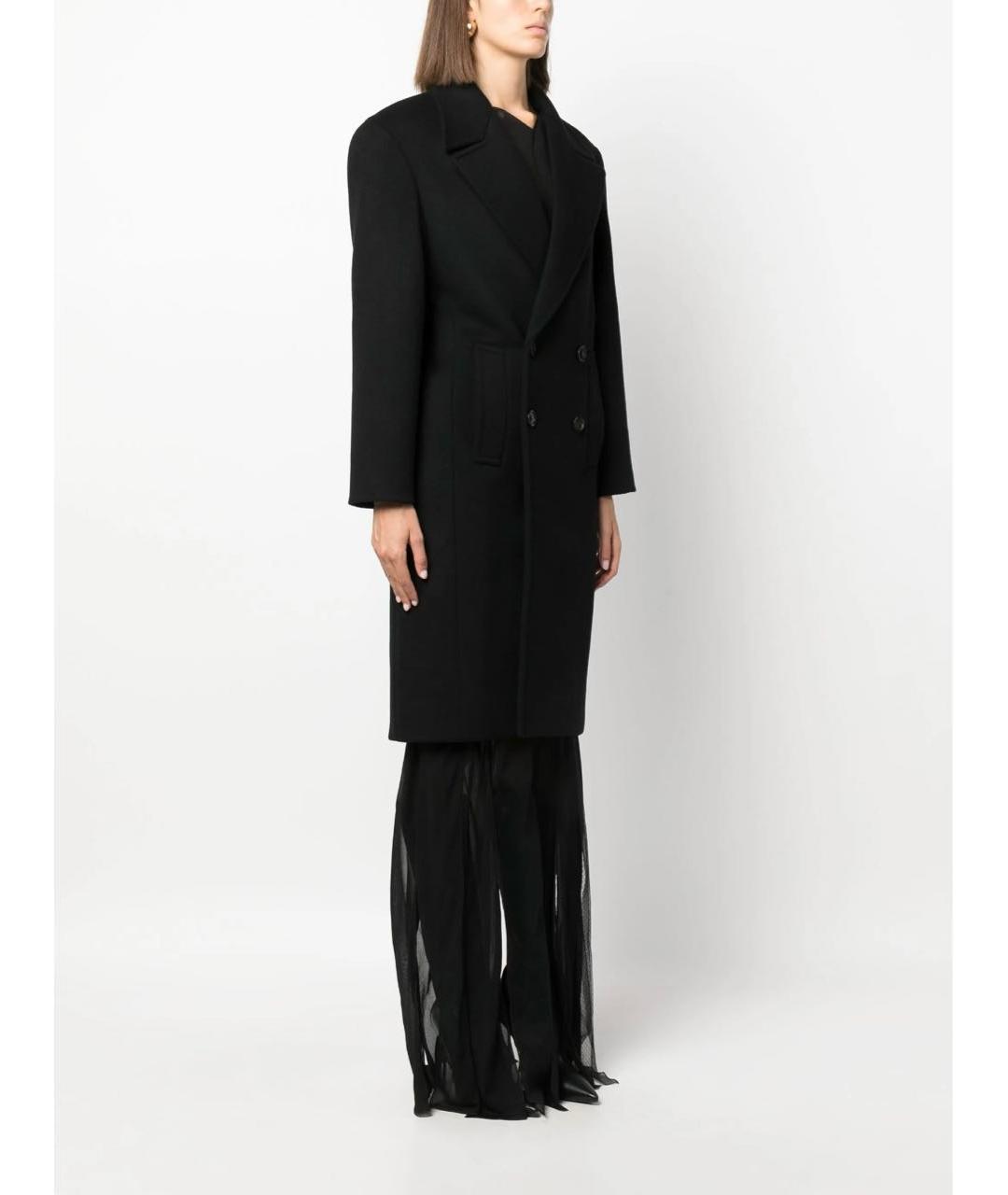 SAINT LAURENT Черное шерстяное пальто, фото 4