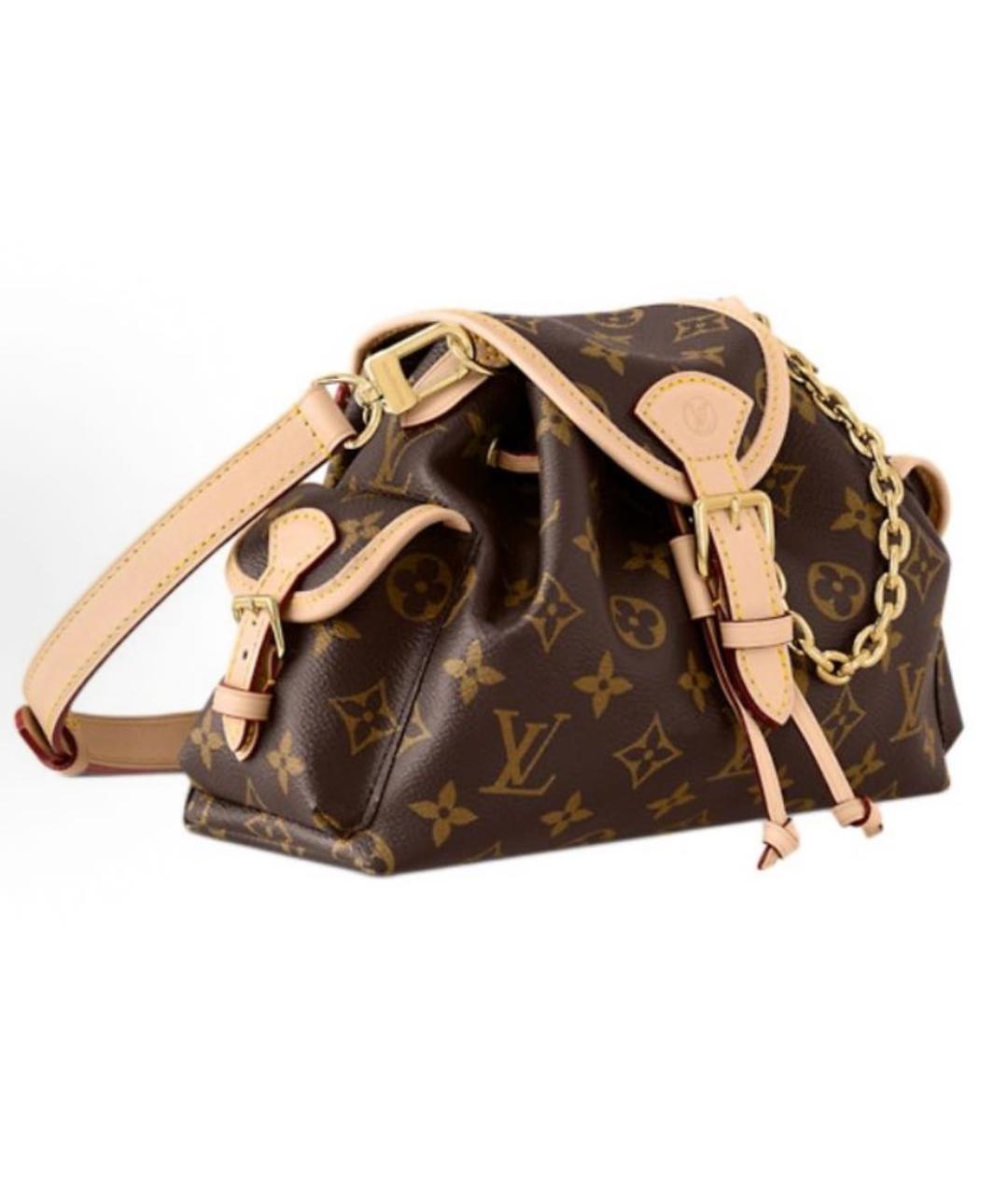 LOUIS VUITTON Коричневая кожаная сумка через плечо, фото 2