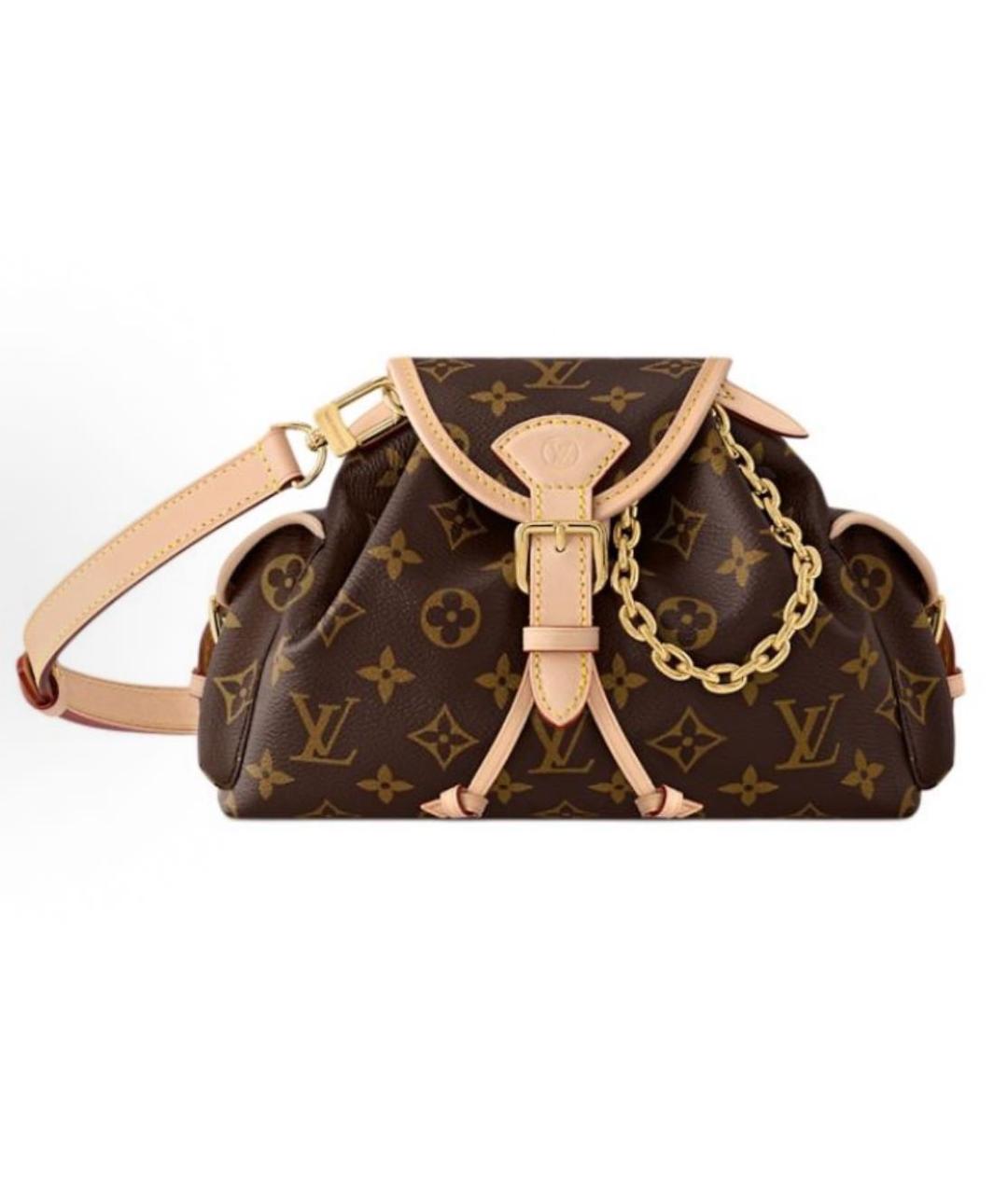 LOUIS VUITTON Коричневая кожаная сумка через плечо, фото 5