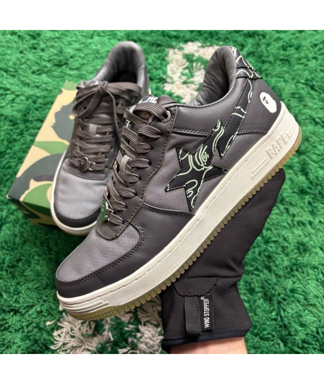 BAPE Антрацитовые замшевые высокие ботинки, фото 5