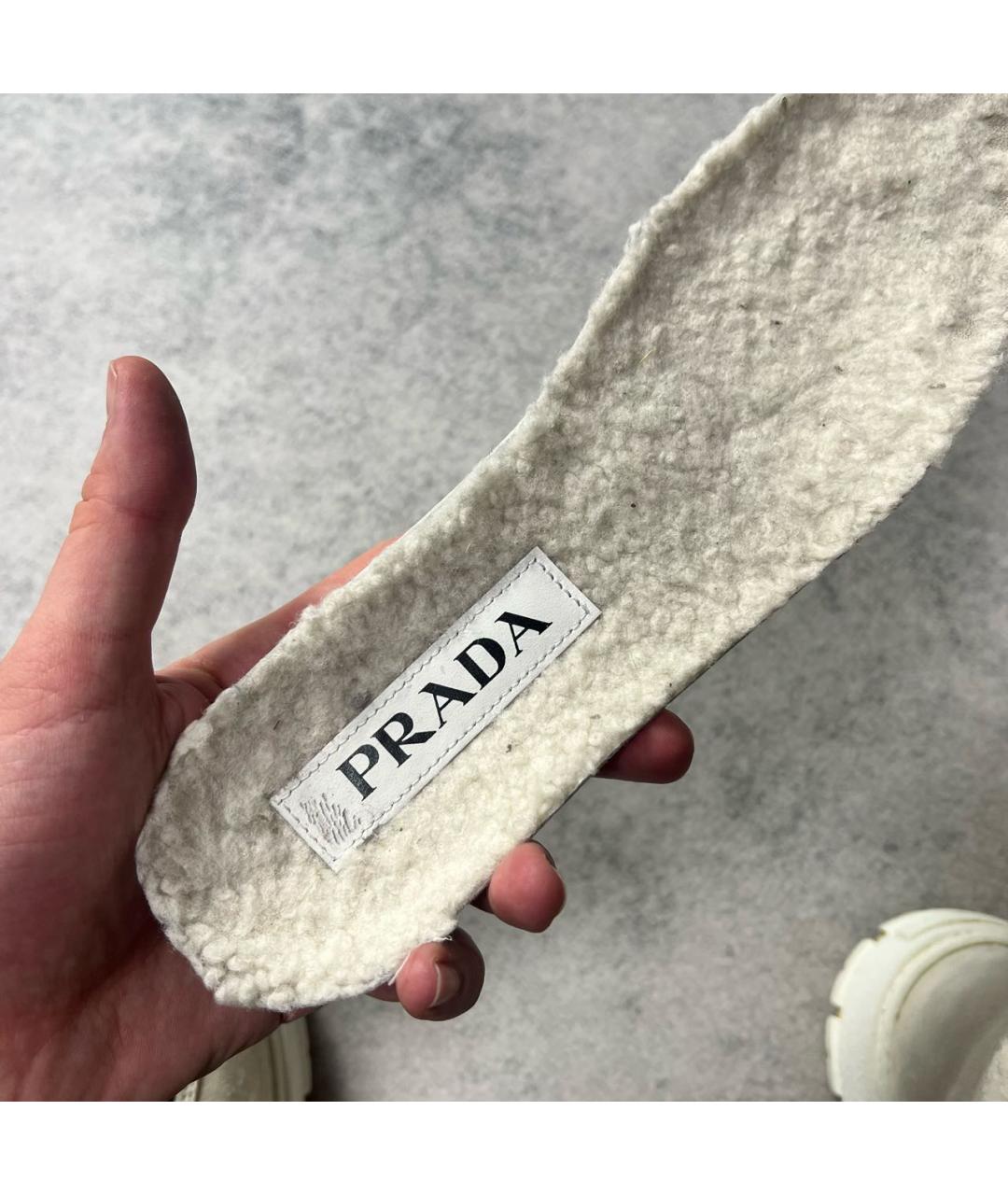 PRADA Бежевые замшевые ботинки, фото 7