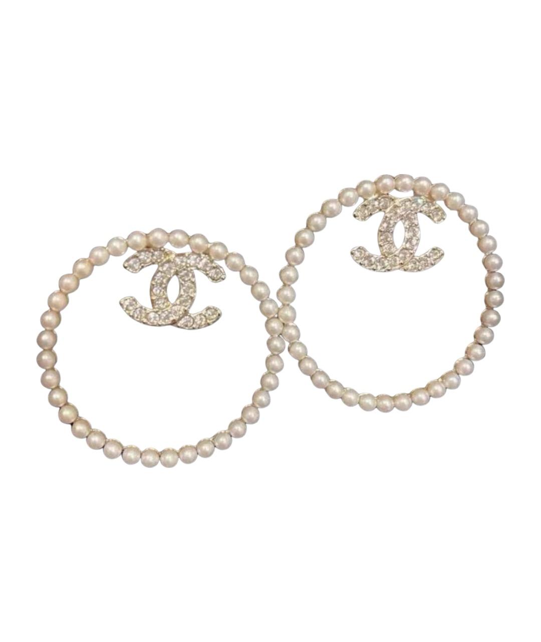 CHANEL Белые серьги, фото 1