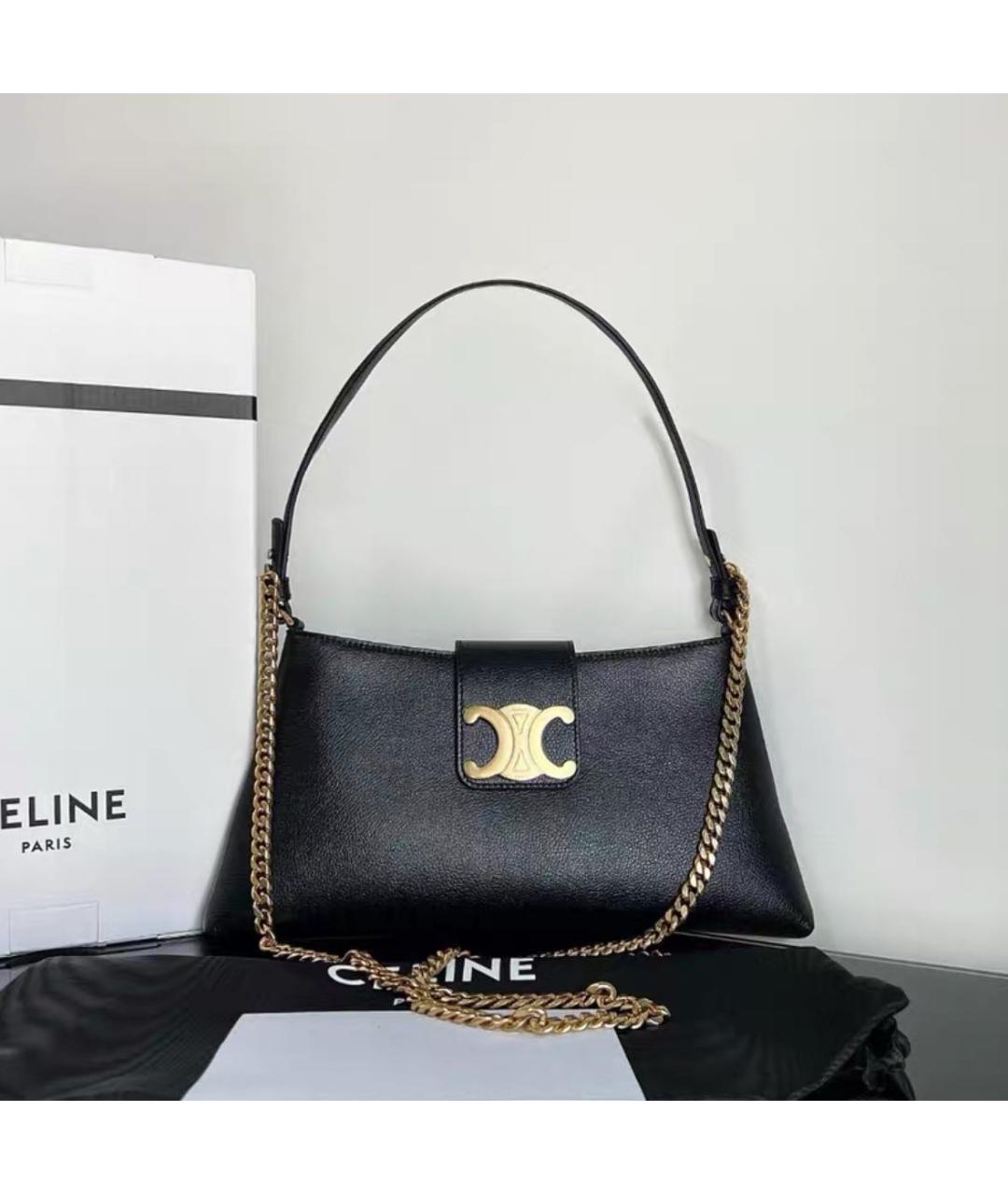 CELINE Черная кожаная сумка через плечо, фото 2