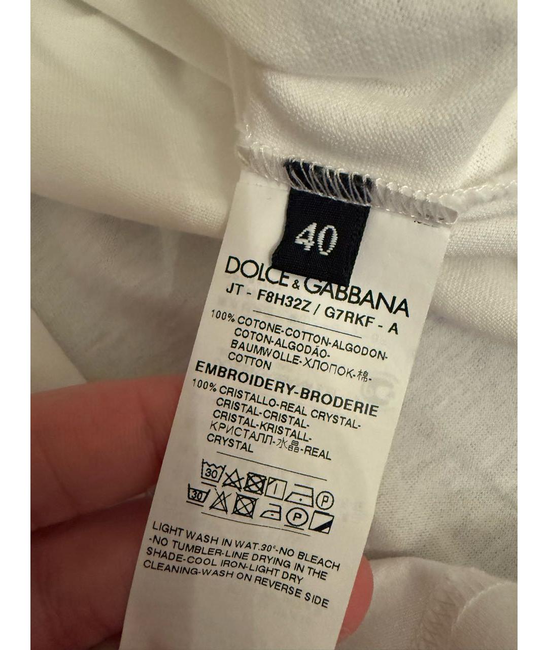 DOLCE&GABBANA Белая хлопковая футболка, фото 3