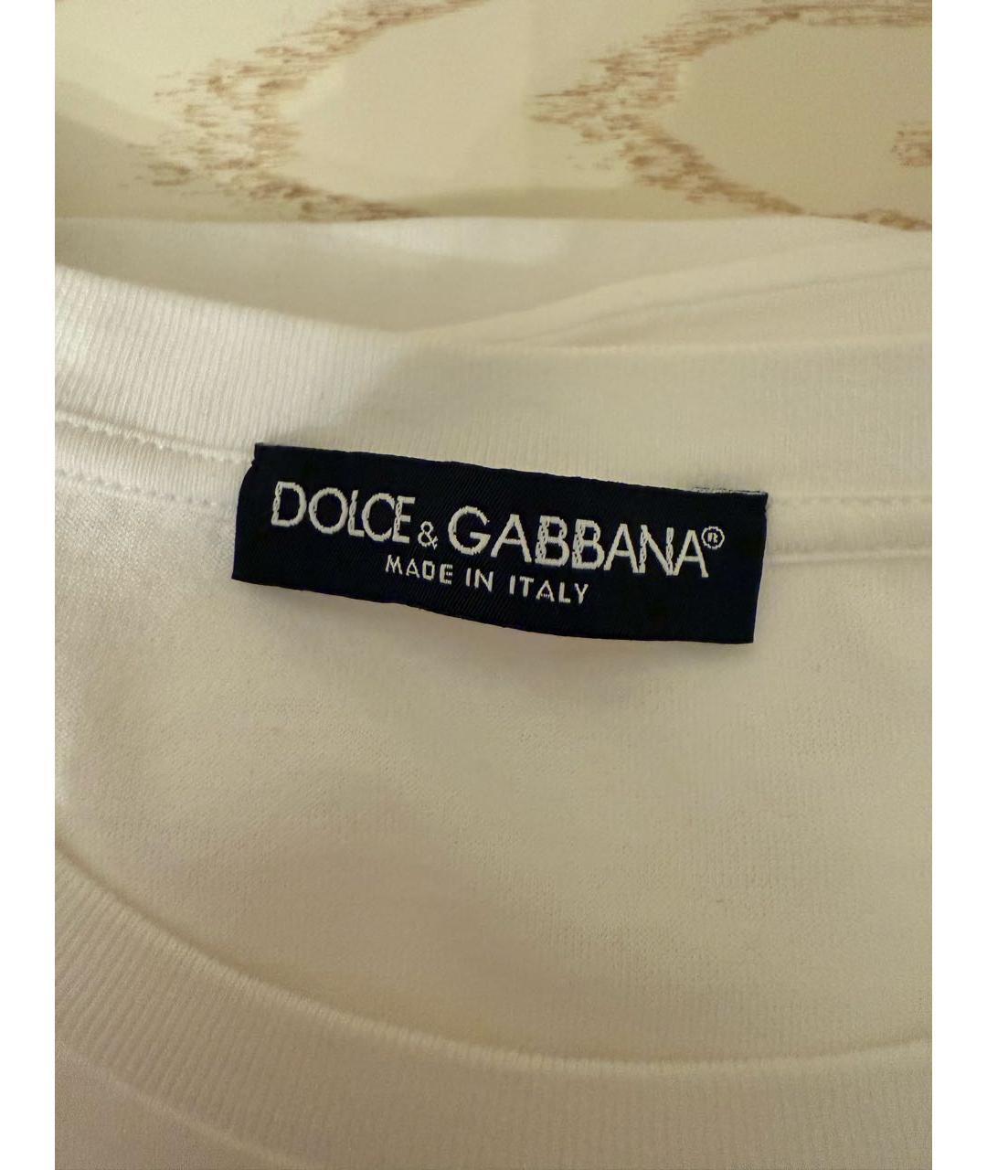 DOLCE&GABBANA Белая хлопковая футболка, фото 5