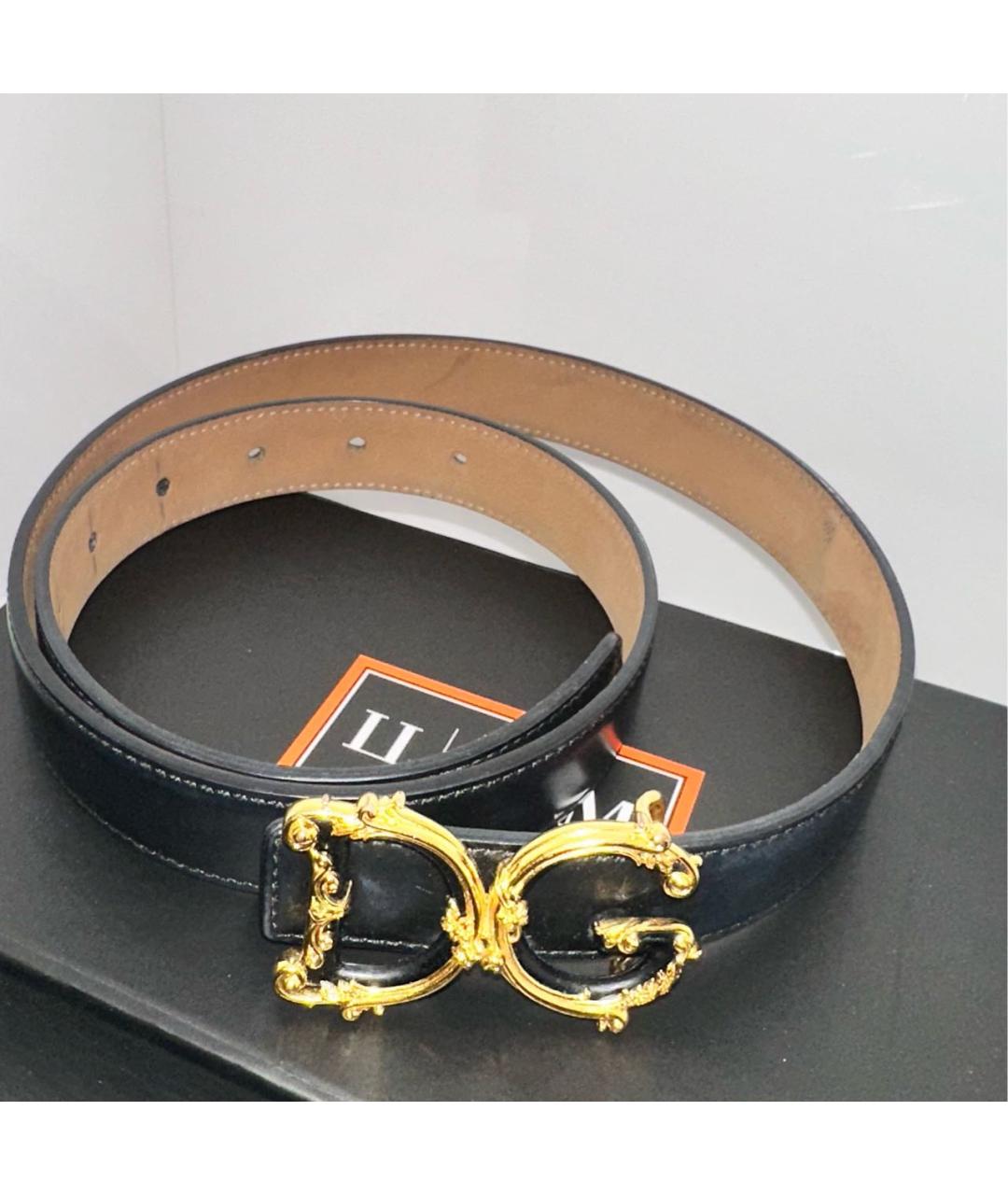 DOLCE&GABBANA Черный кожаный ремень, фото 4