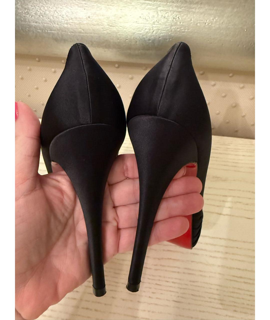 CHRISTIAN LOUBOUTIN Черные текстильные туфли, фото 6