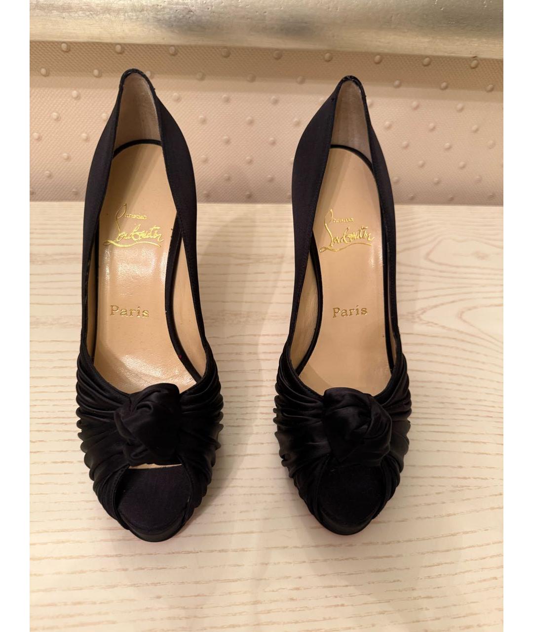 CHRISTIAN LOUBOUTIN Черные текстильные туфли, фото 2