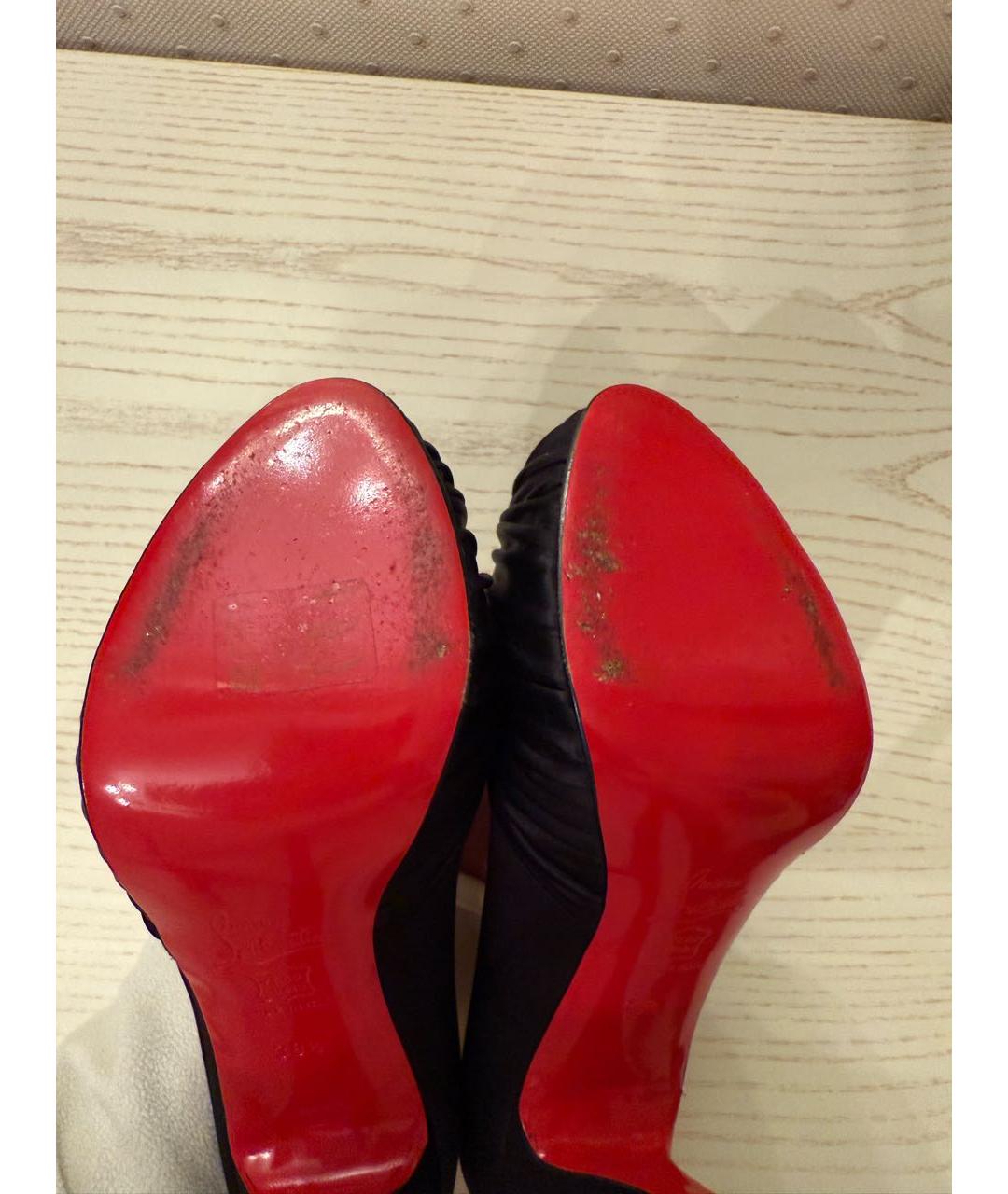 CHRISTIAN LOUBOUTIN Черные текстильные туфли, фото 8
