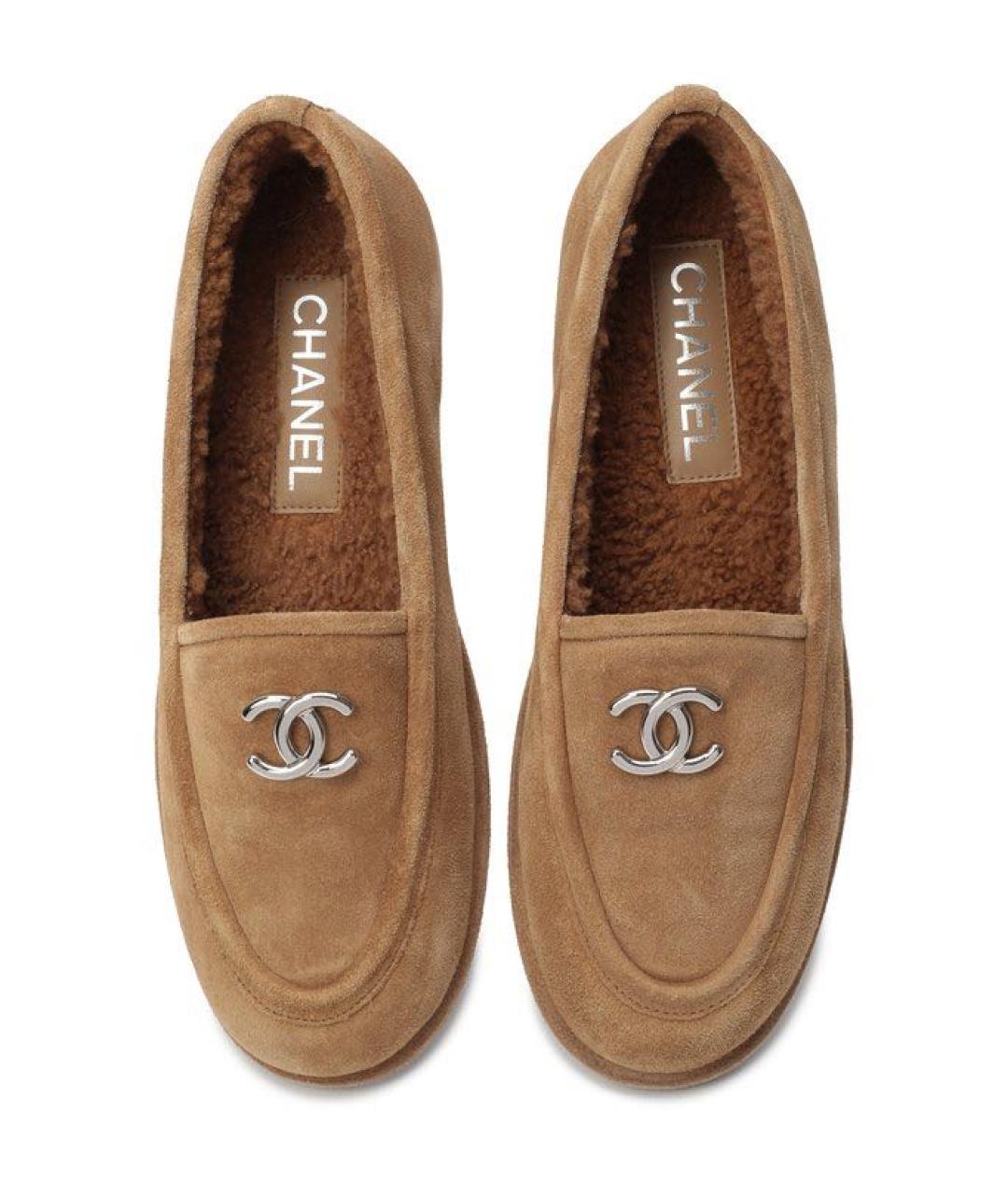 CHANEL Коричневые замшевые лоферы, фото 2