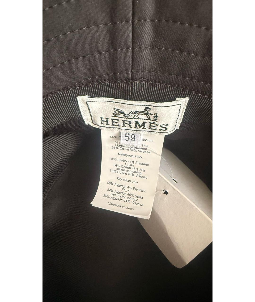 HERMES Черная хлопковая панама, фото 4
