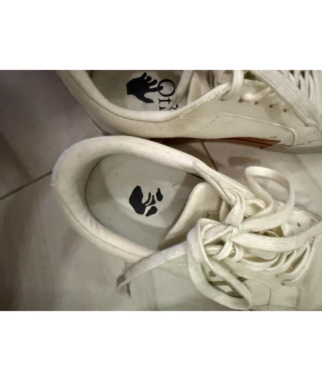 OFF-WHITE Белые текстильные низкие кроссовки / кеды, фото 5