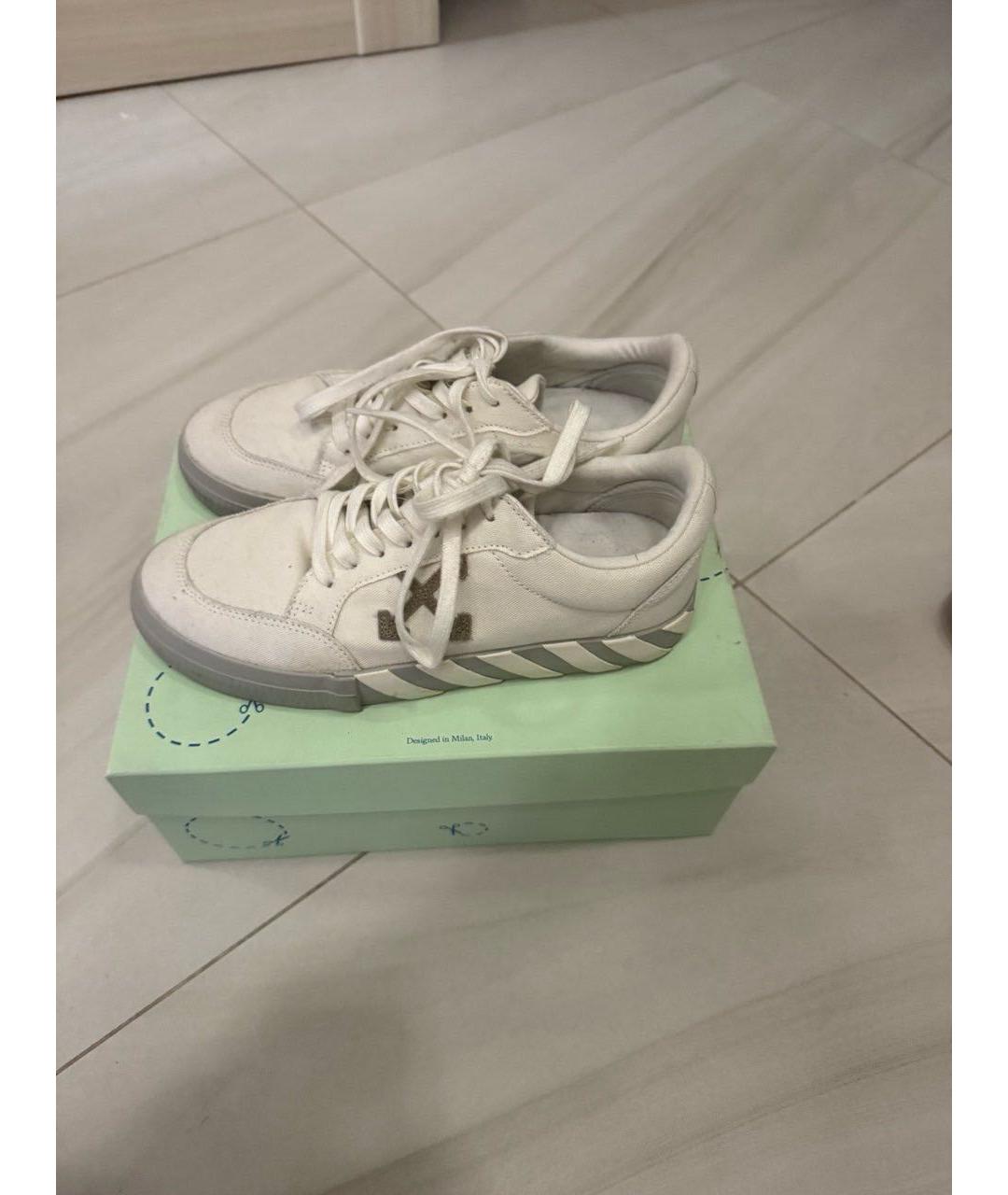 OFF-WHITE Белые текстильные низкие кроссовки / кеды, фото 7