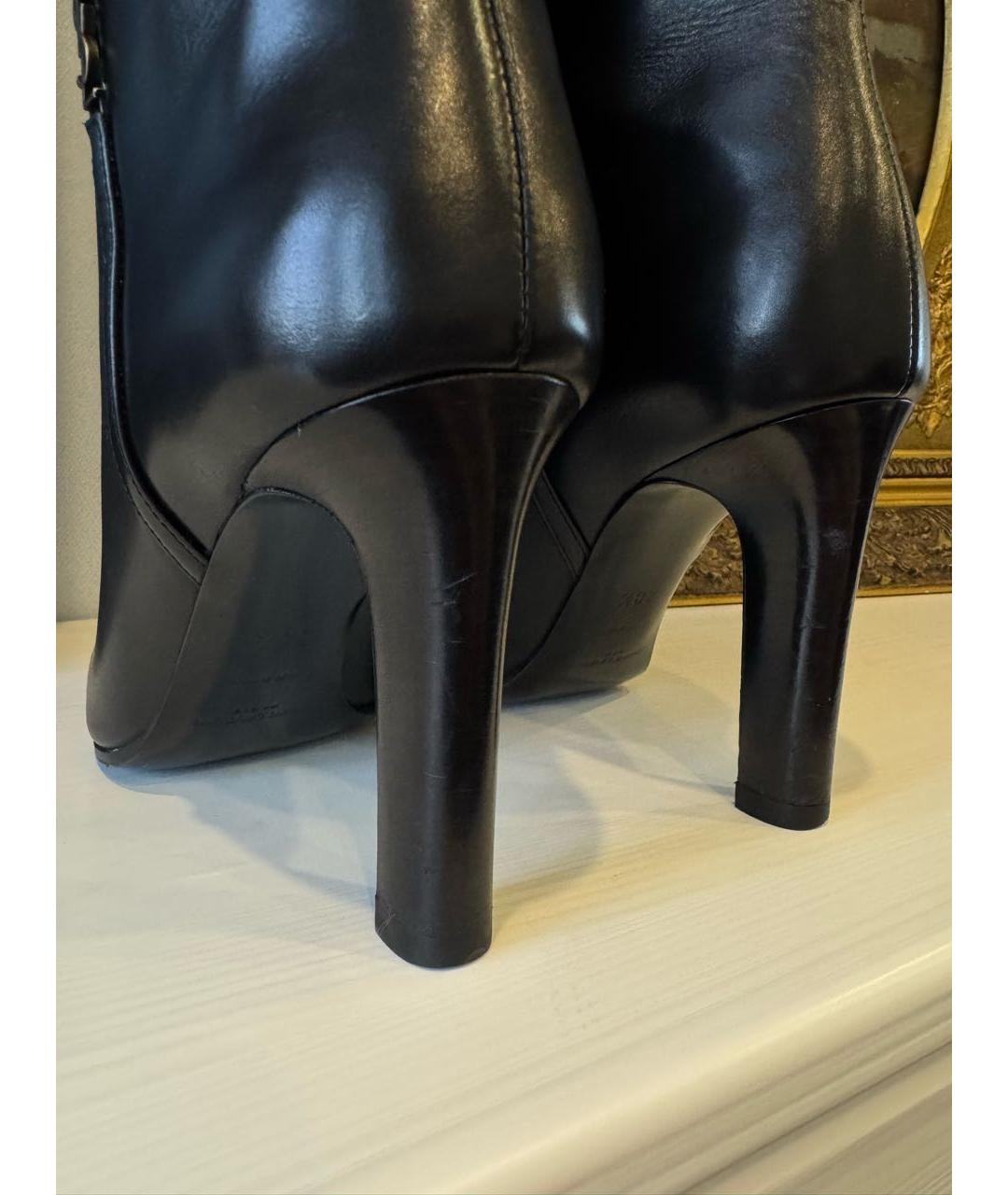SAINT LAURENT Черные кожаные сапоги, фото 4