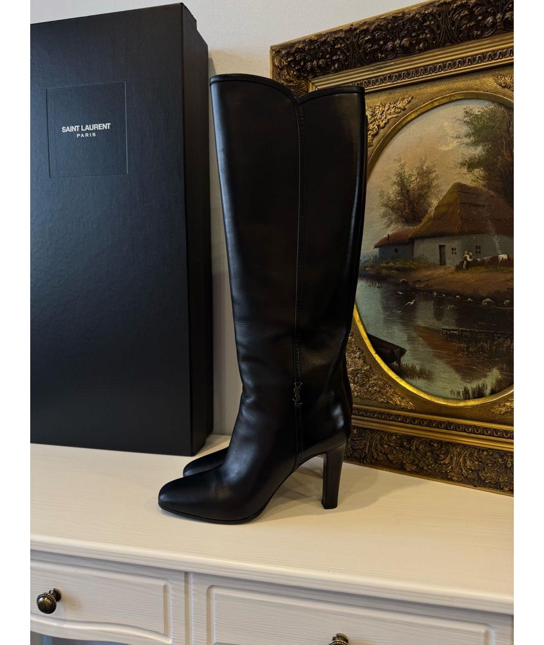 SAINT LAURENT Черные кожаные сапоги, фото 5