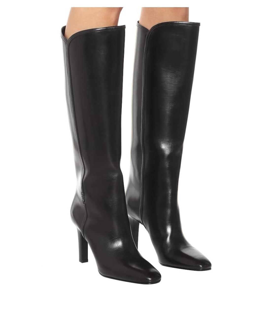 SAINT LAURENT Черные кожаные сапоги, фото 8
