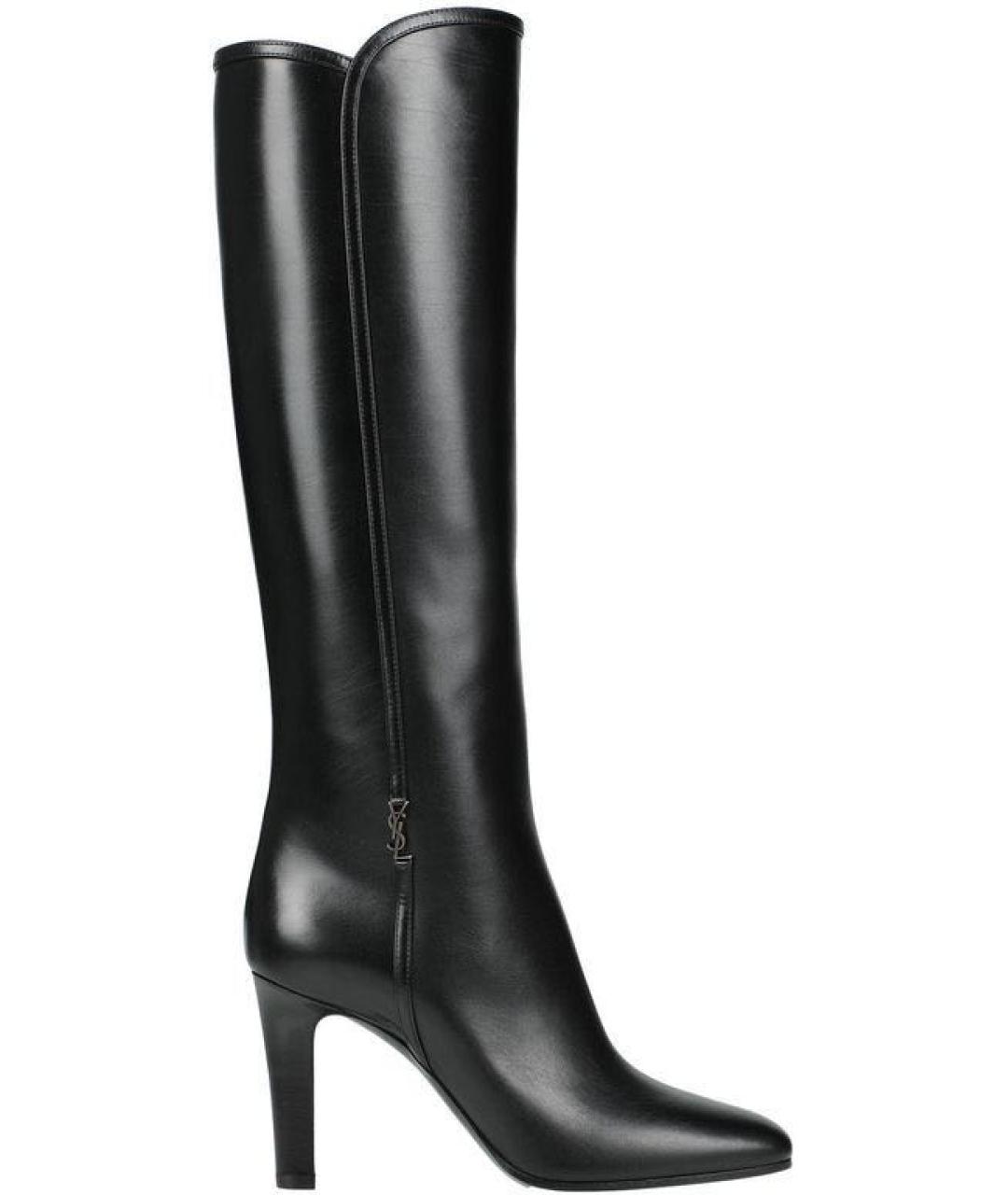 SAINT LAURENT Черные кожаные сапоги, фото 1
