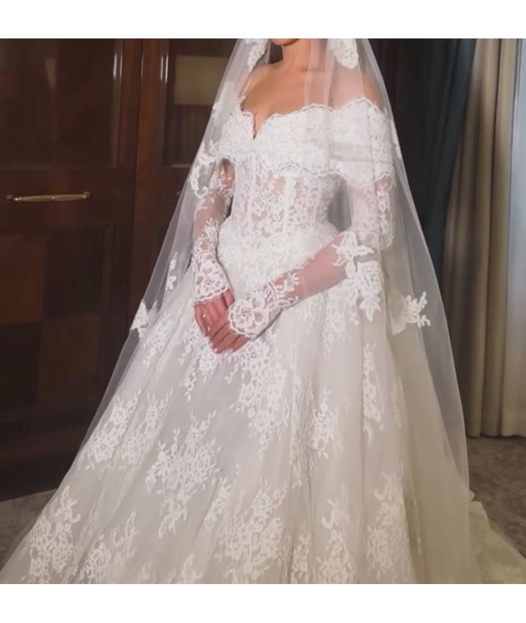 ZUHAIR MURAD Белое кружевное свадебное платье, фото 4