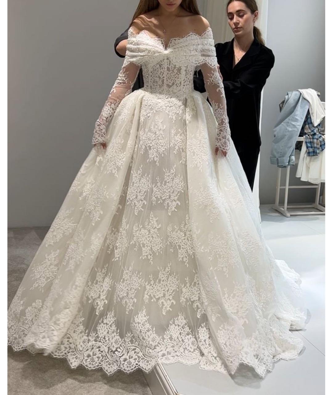 ZUHAIR MURAD Белое кружевное свадебное платье, фото 7