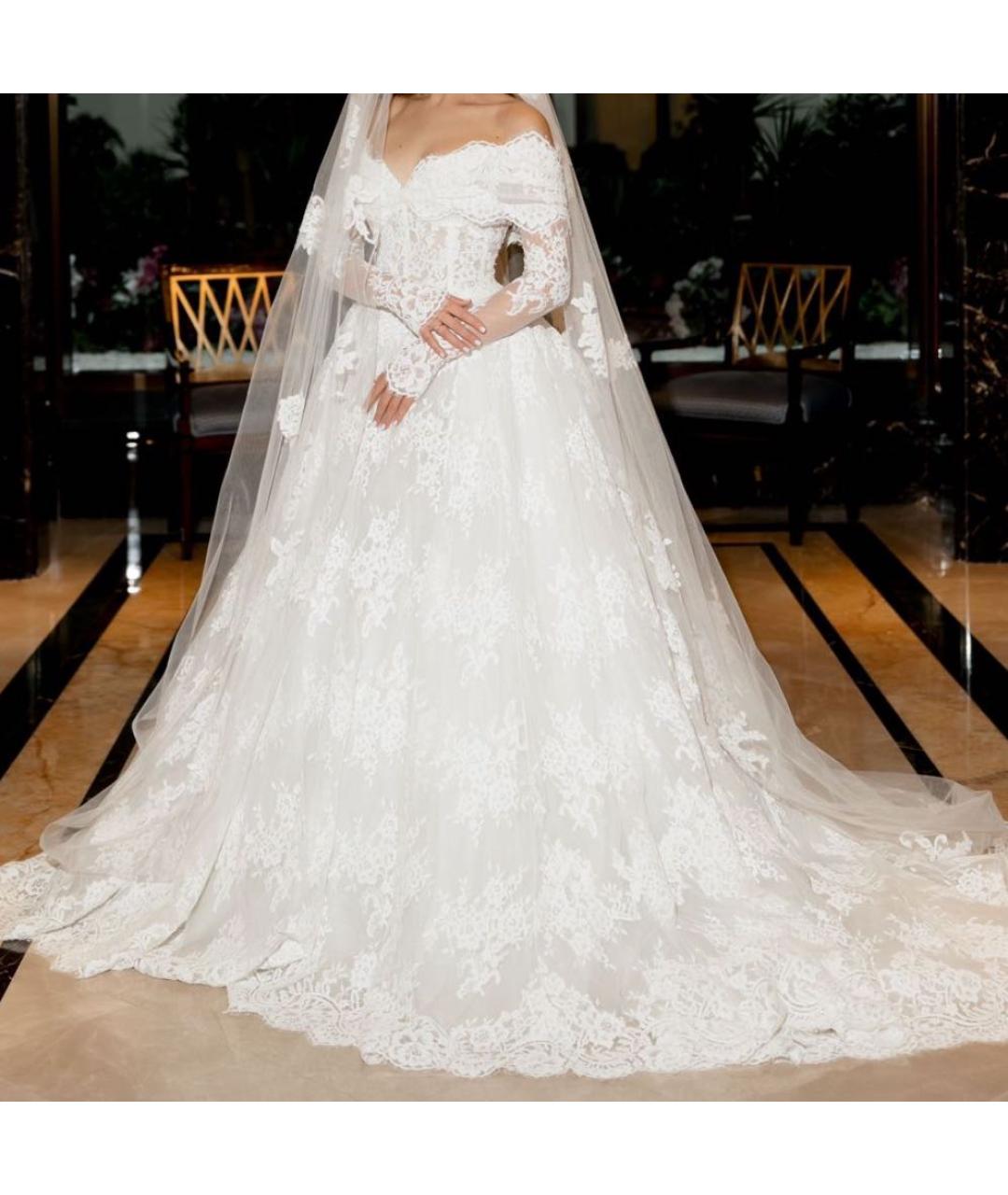 ZUHAIR MURAD Белое кружевное свадебное платье, фото 3