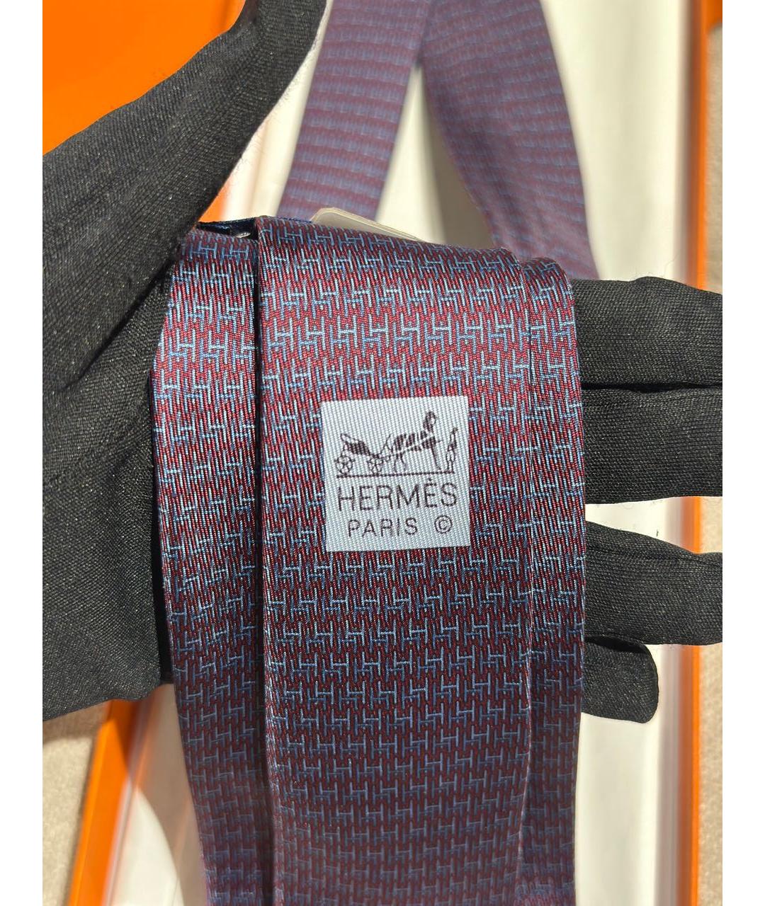 HERMES Фиолетовый шелковый галстук, фото 4