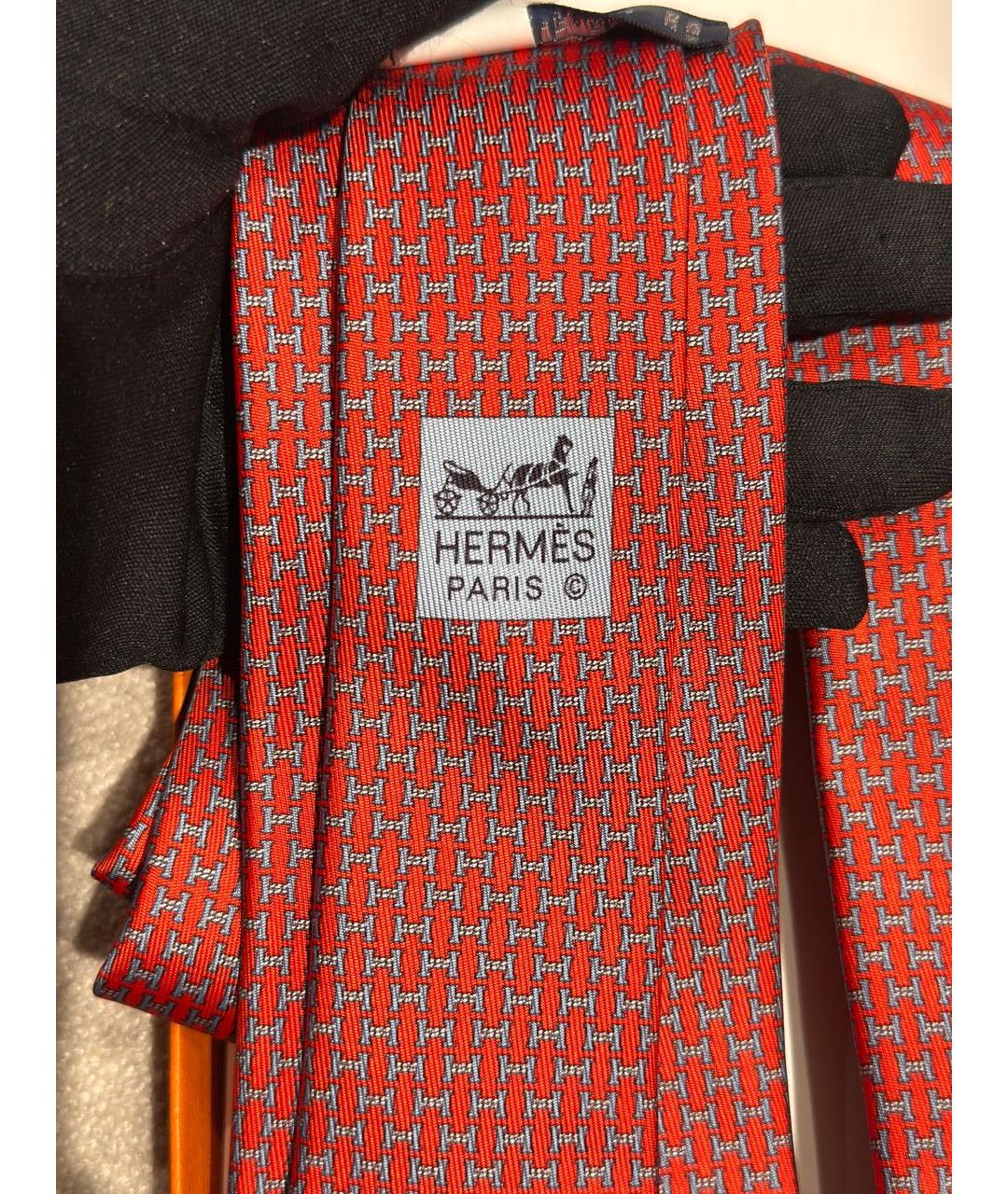HERMES Красный шелковый галстук, фото 4