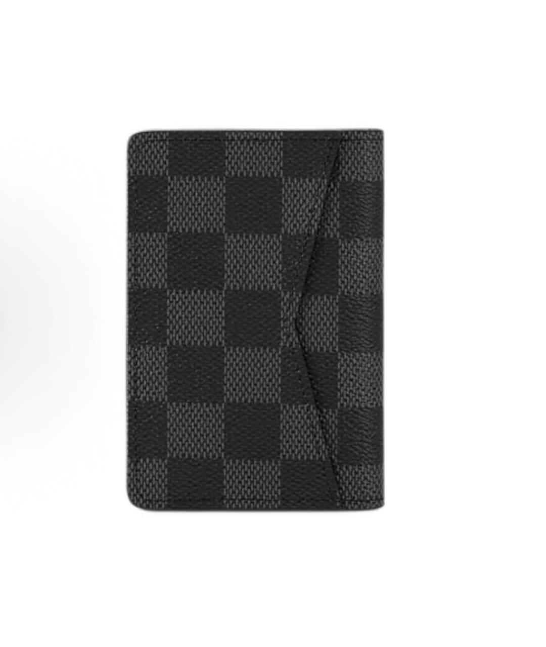 LOUIS VUITTON Антрацитовый кожаный кошелек, фото 3