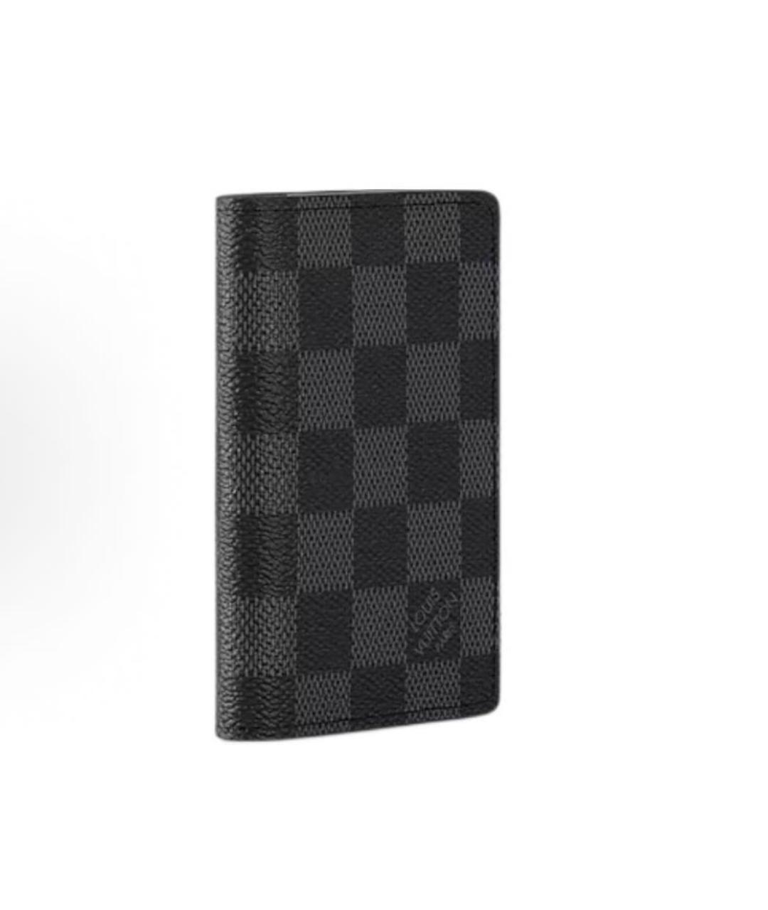 LOUIS VUITTON Антрацитовый кожаный кошелек, фото 2