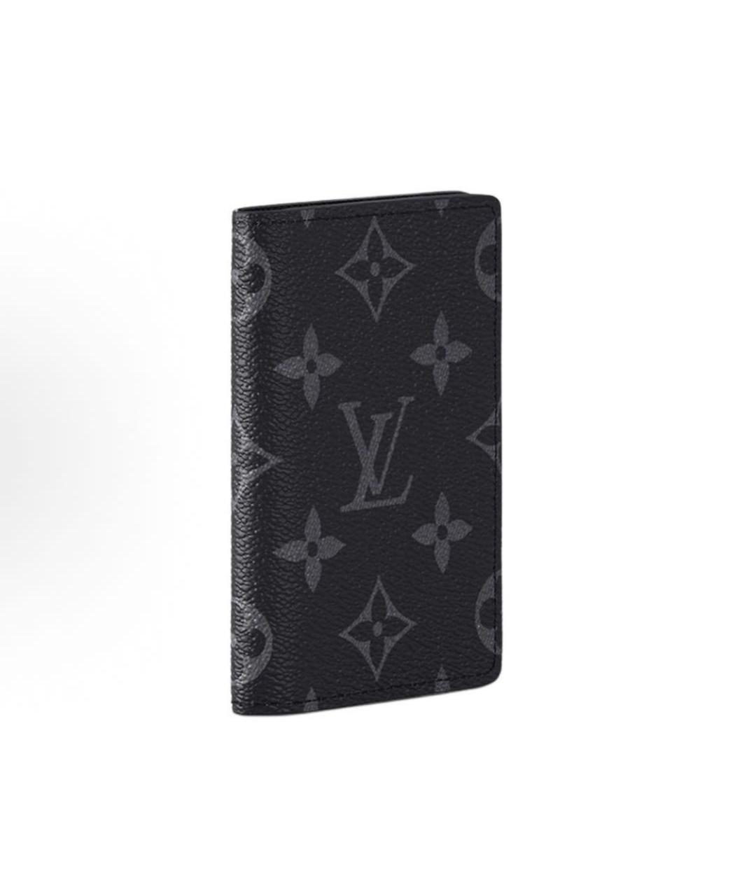 LOUIS VUITTON Черный кожаный кошелек, фото 2
