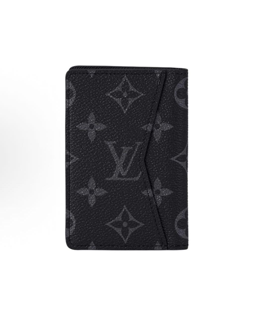 LOUIS VUITTON Черный кожаный кошелек, фото 3