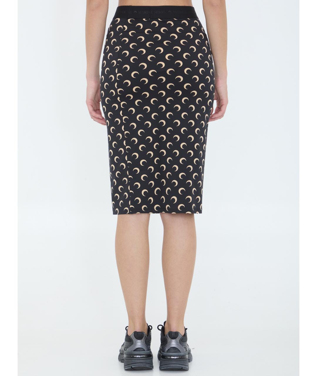 MARINE SERRE Черная полиамидовая юбка миди, фото 5