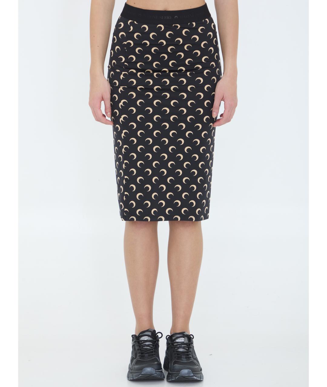 MARINE SERRE Черная полиамидовая юбка миди, фото 2