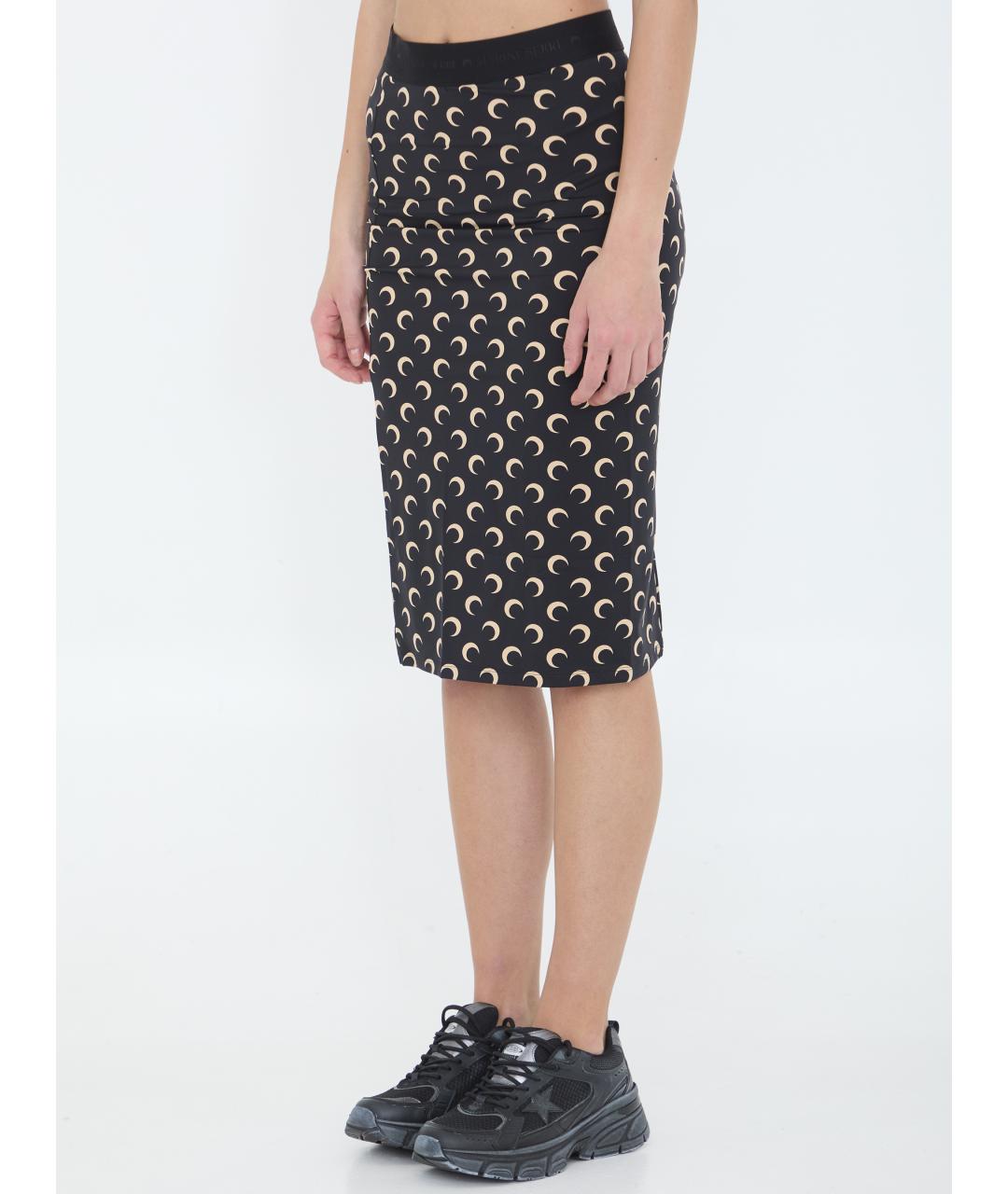 MARINE SERRE Черная полиамидовая юбка миди, фото 3