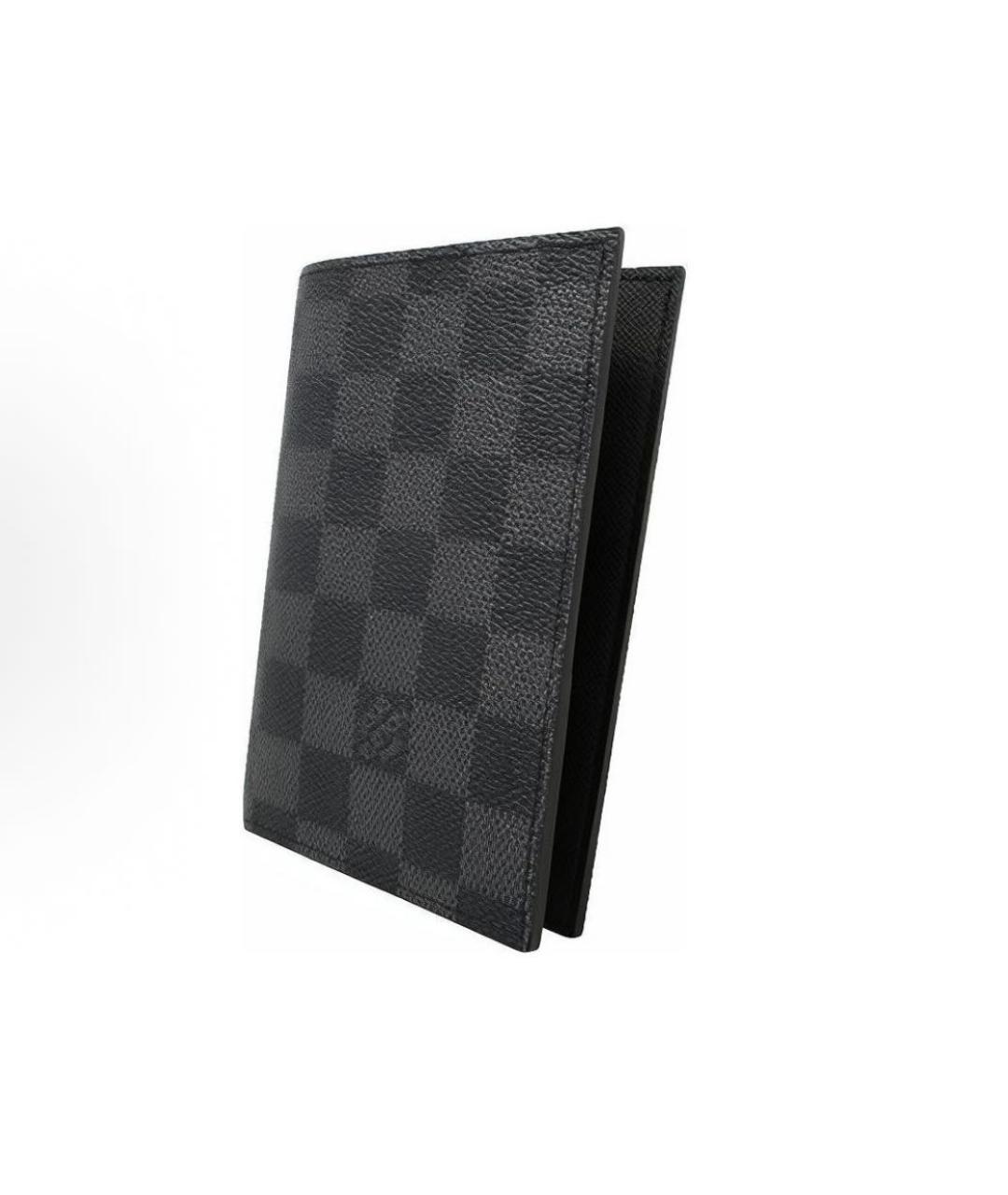 LOUIS VUITTON Антрацитовый кожаный кардхолдер, фото 3