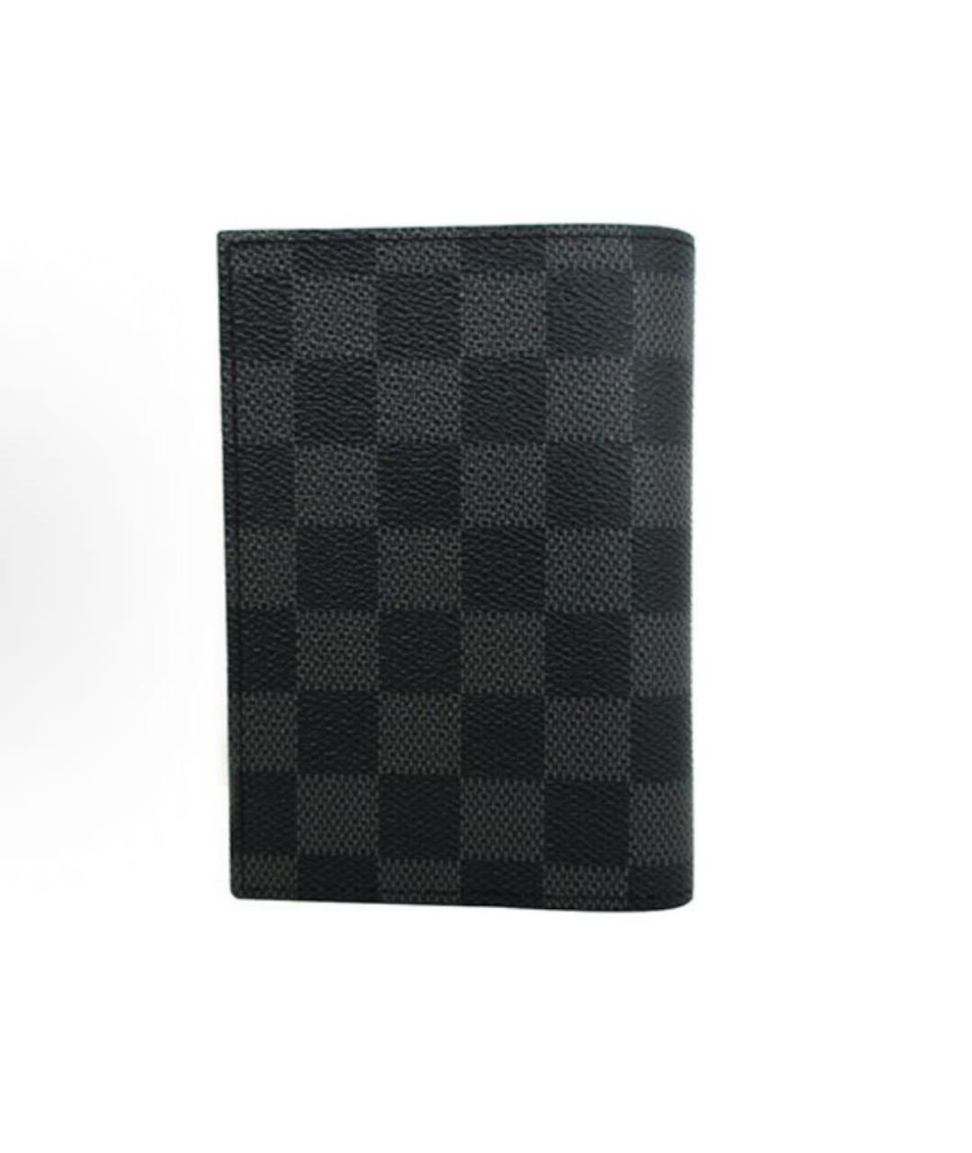 LOUIS VUITTON Антрацитовый кожаный кардхолдер, фото 2